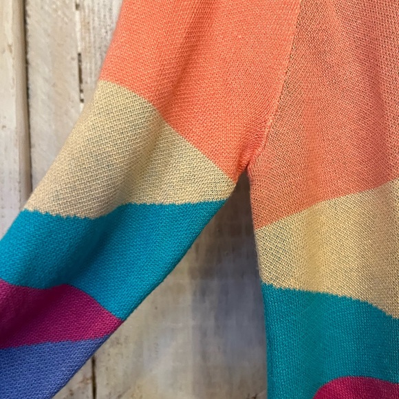 Mara Hoffman Open Neck Open Back Colorblock Aztec Long Sleeve Sweater Size Small - Picture 4 of 10